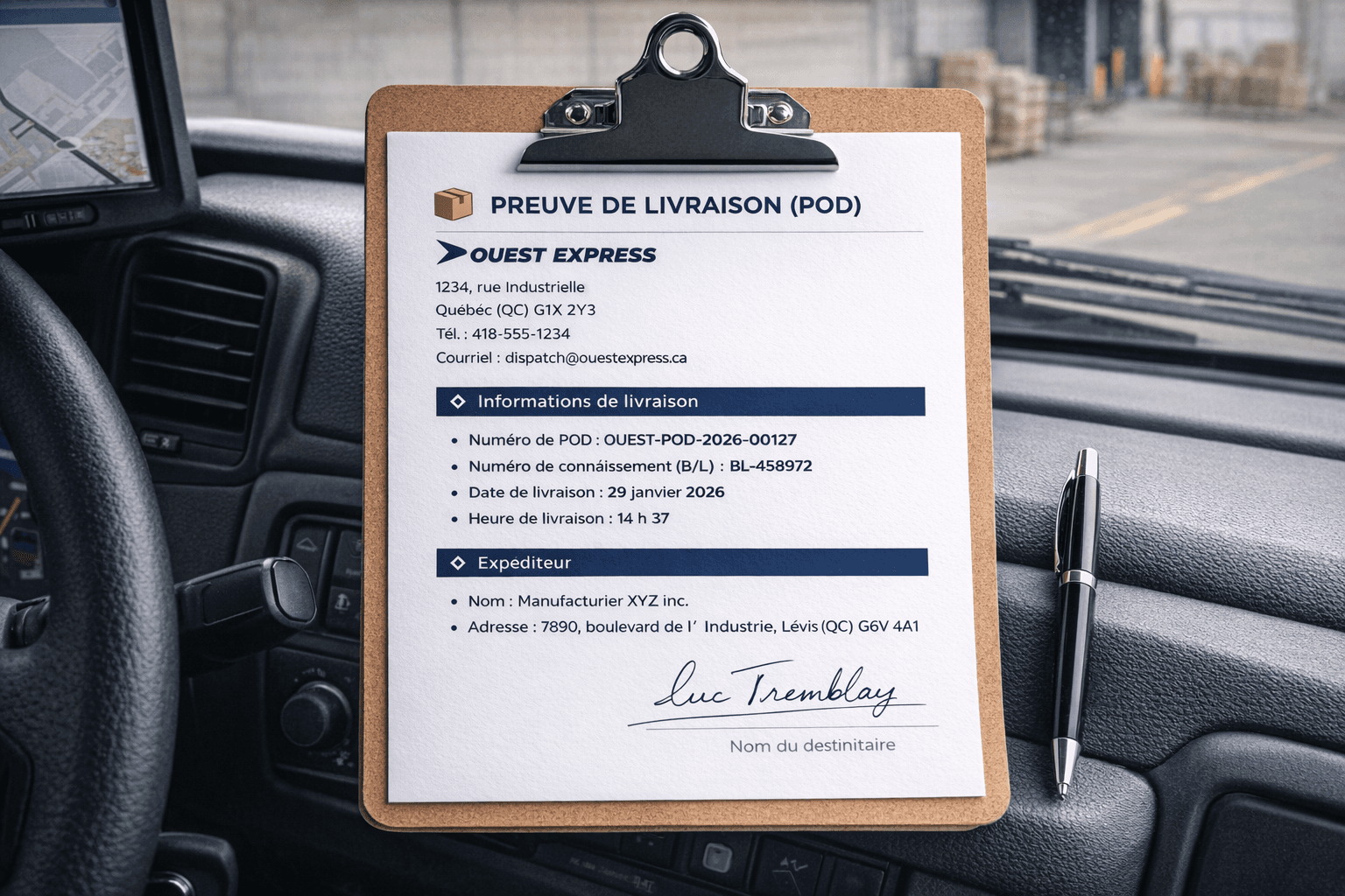 Proof of delivery example